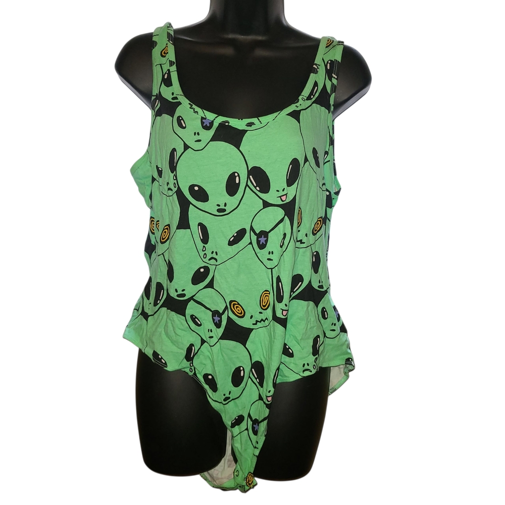 Forever 21 Green Alien Print Bodysuit